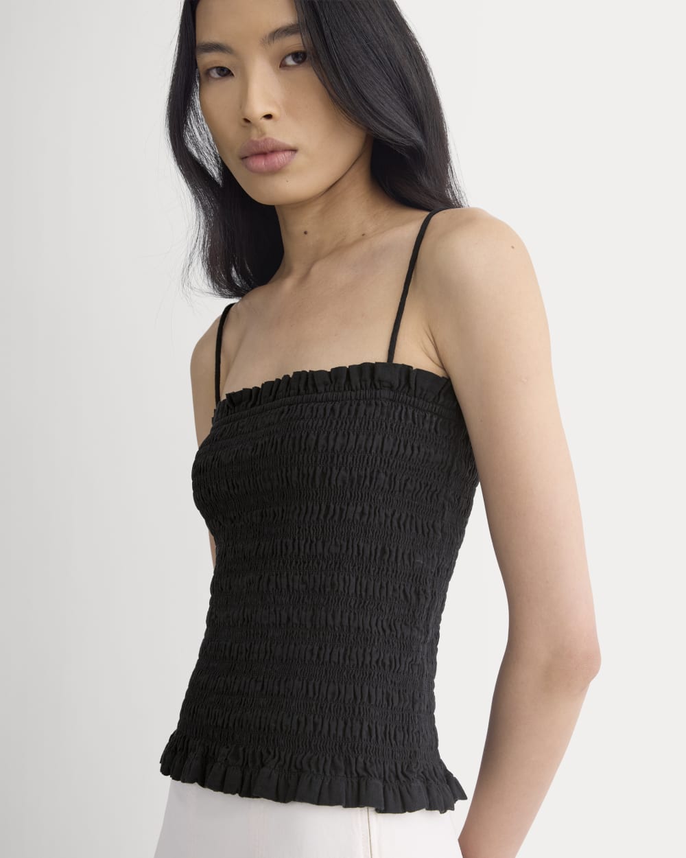 womens-gauze-smocked-cami-black