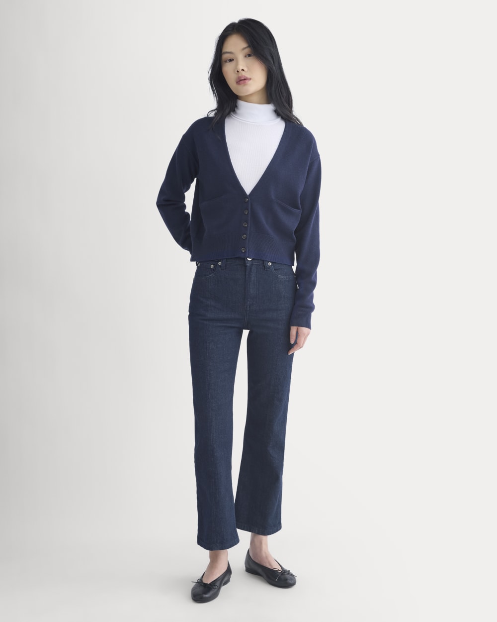 Deep V-Neck Cardigan in Cotton Merino | Navy – Everlane