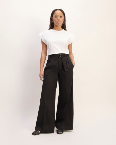 The Pleated Wide-Leg Chino | Black – Everlane