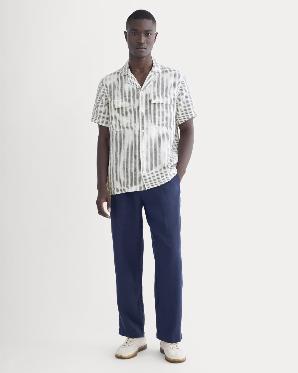 The Resort Shirt in Linen | Bone / Black – Everlane