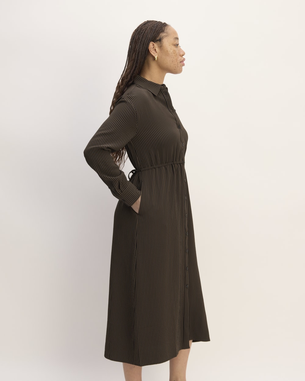 The Mini Jacquard Stripe Shirt Dress | Cocoa / Black – Everlane