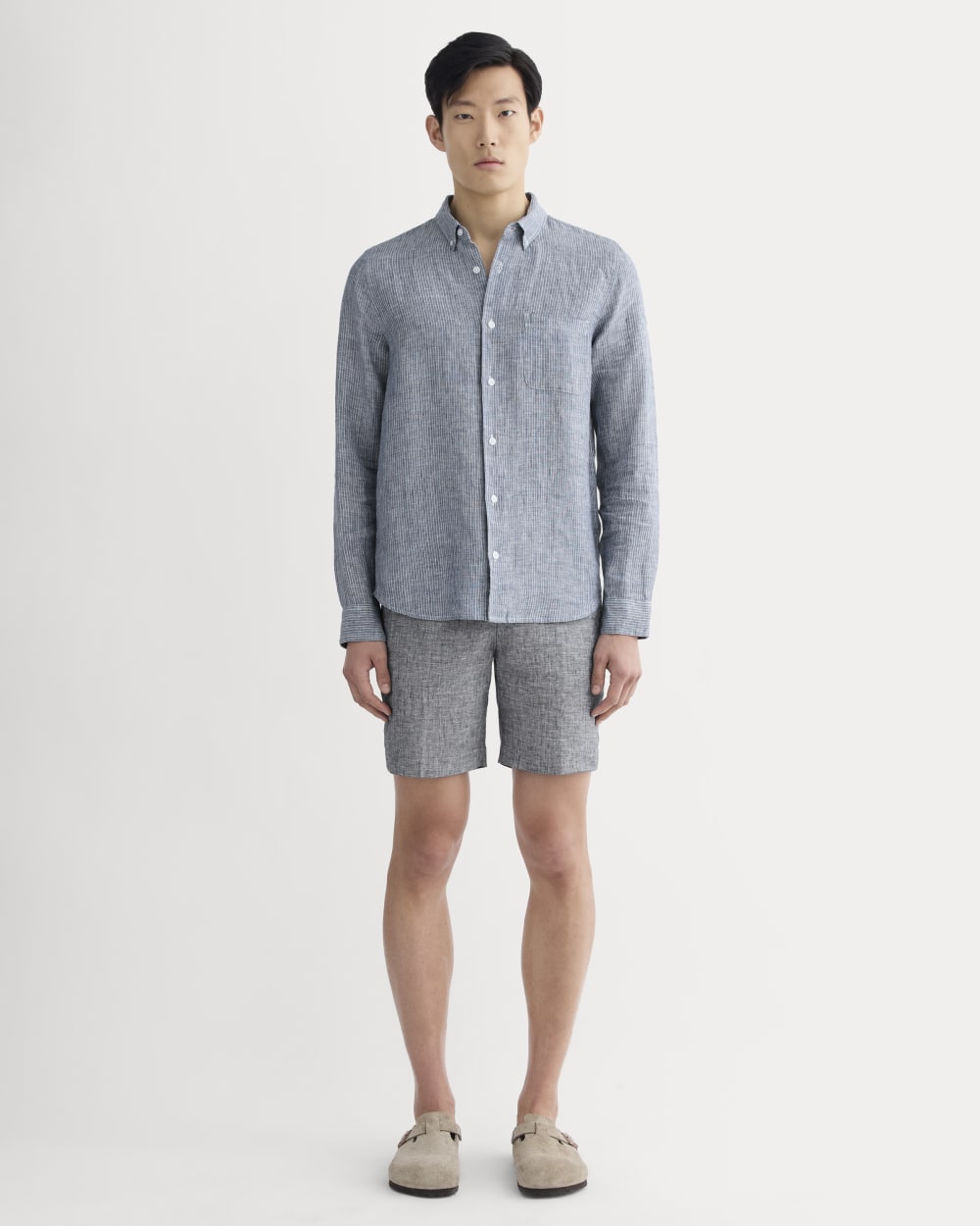 The Classic Shirt in Linen | White / Blue – Everlane