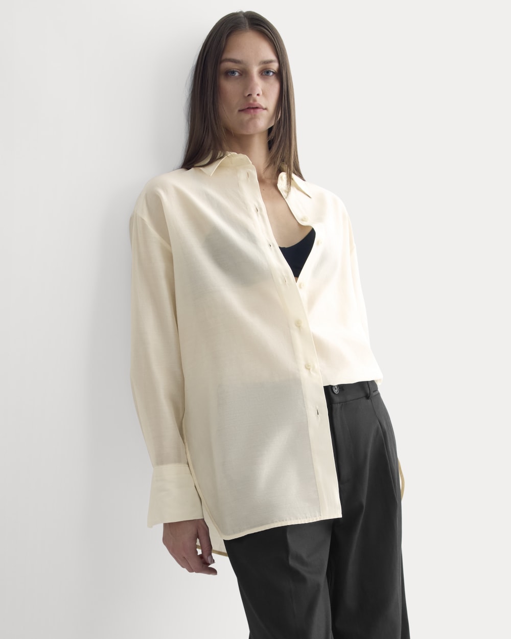 Oversized Shirt in Cotton-Silk Organza | Parchment – Everlane