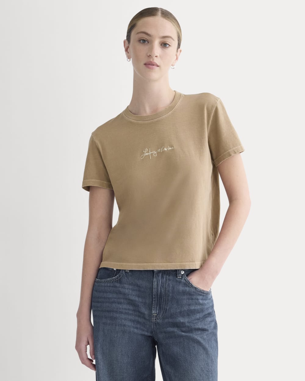 everlane-x-laufey-foundation-box-cut-tee-weathered-clay | primary