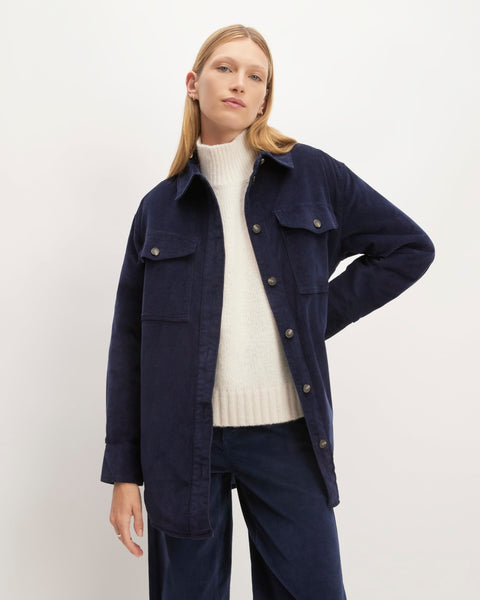 The Corduroy Oversized Shirt Jacket | Navy – Everlane
