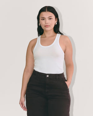 The Luxe Rib Tank | White