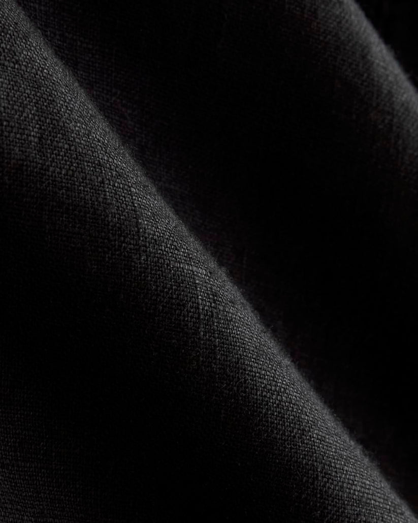 Stretch Linen Crewneck Tank in Noir