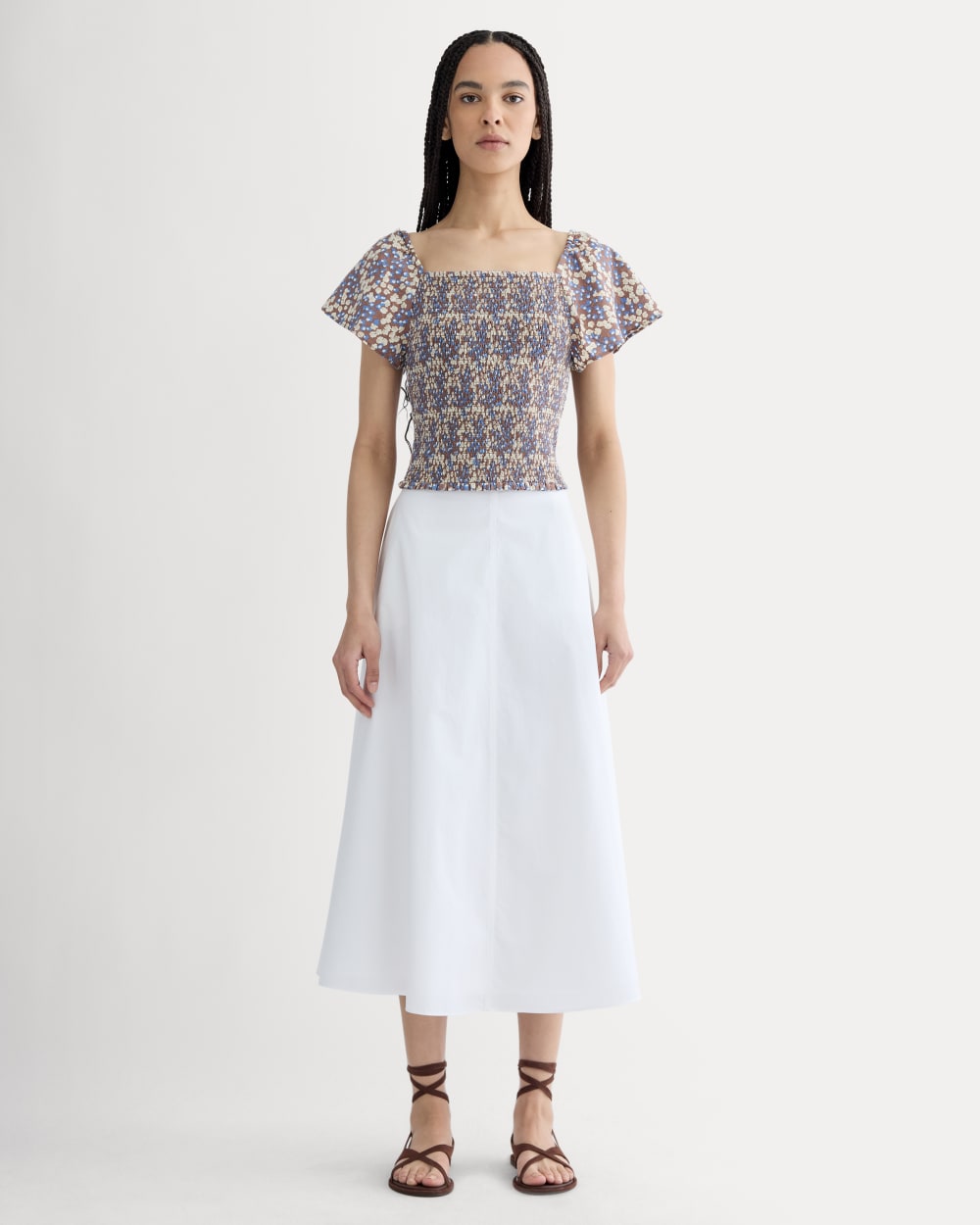 The Gauze Smocked Top | Mocha Floral – Everlane