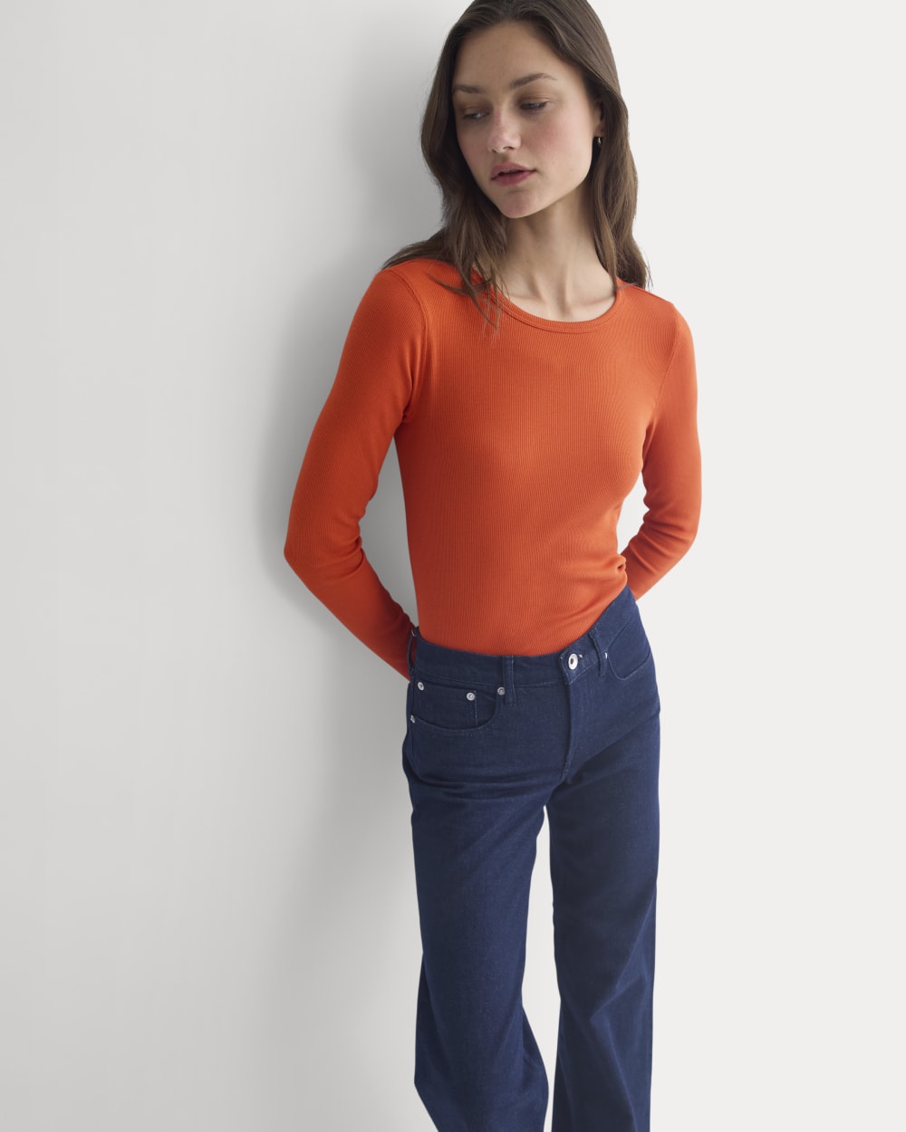 womens-supima-rib-long-sleeve-crew-rust