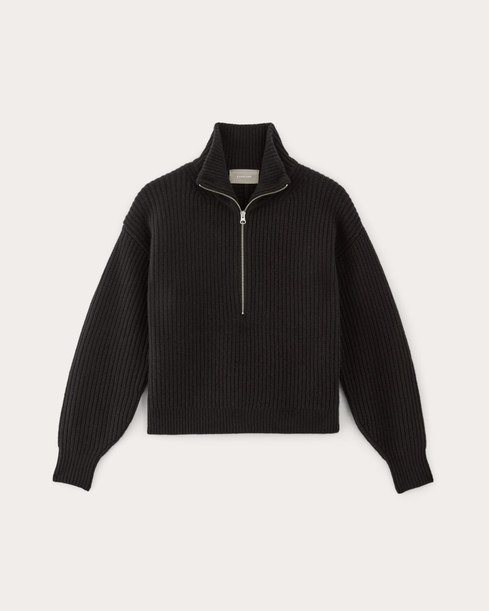 womens-felted-merino-halfzip-sweater-black | alt