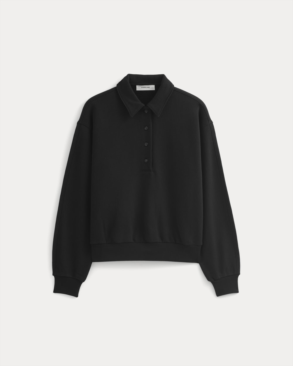 womens-lightweight-terry-polo-sweatshirt-black | alt