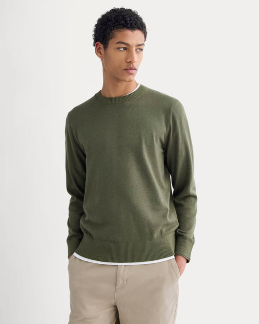 mens-uniform-no-sweat-cotton-sweater-heather-olive-night | primary