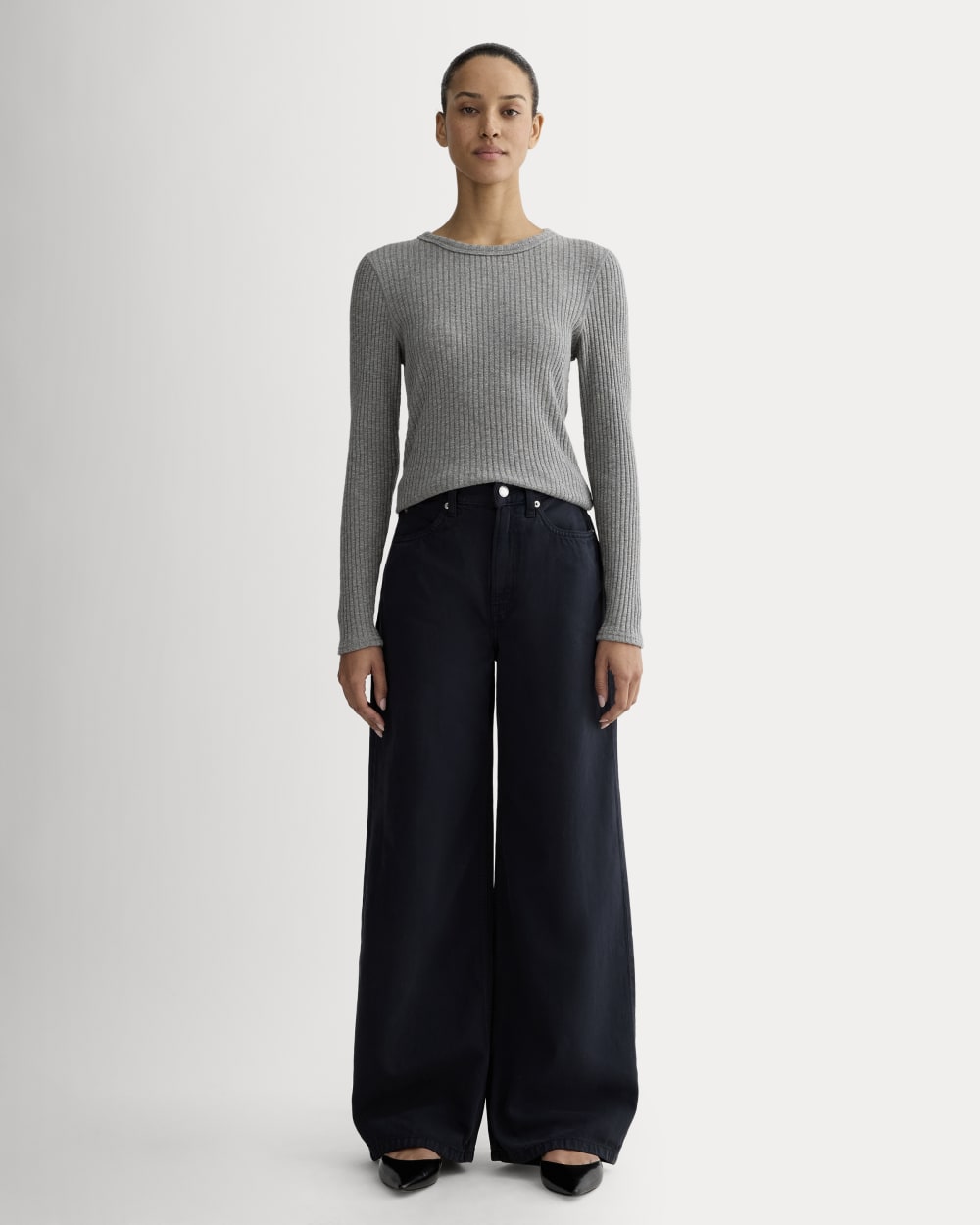 OVERNEATH Rib Tank Rib Sleeves セット チャコール The Cozy Rib Long-Sleeve Tee | Mid Heather Grey – Everlane
