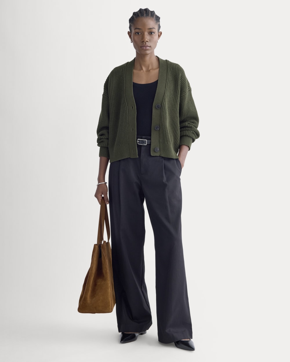 The Boxy Cardigan in Everyday Cotton | Dark Green – Everlane
