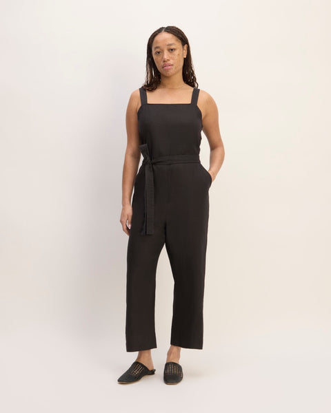 The Linen Side-Button Jumpsuit | Black – Everlane