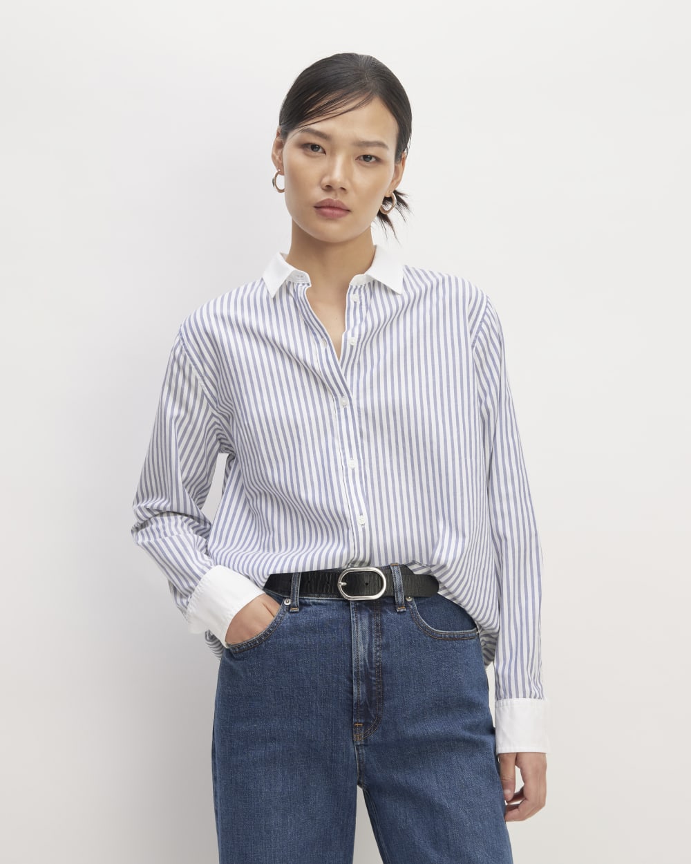 womens-silky-cttn-relaxed-shirt-con-marinerblue-white | primary