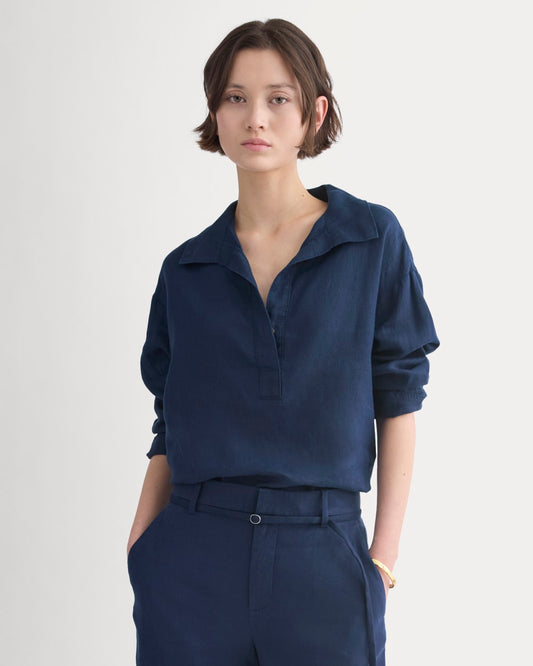 womens-popover-shirt-in-linen-navy | primary