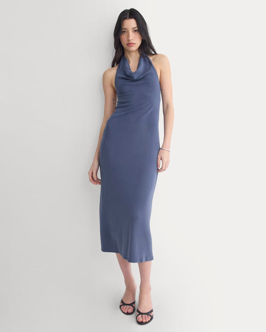 womens-cowlneck-halter-dress-butterknit-washed-navy | primary