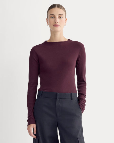 The Luxe Rib Funnel-Neck Tee | Heathered Port Royale – Everlane