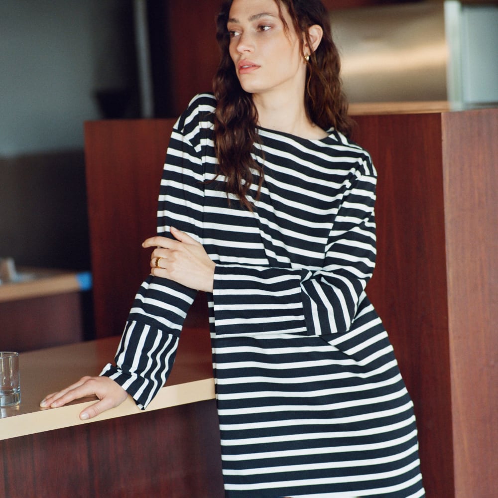 The Mariner Dress | Black / Canvas Tan Everlane The Mariner Dress | Black / Canvas Tan Everlane