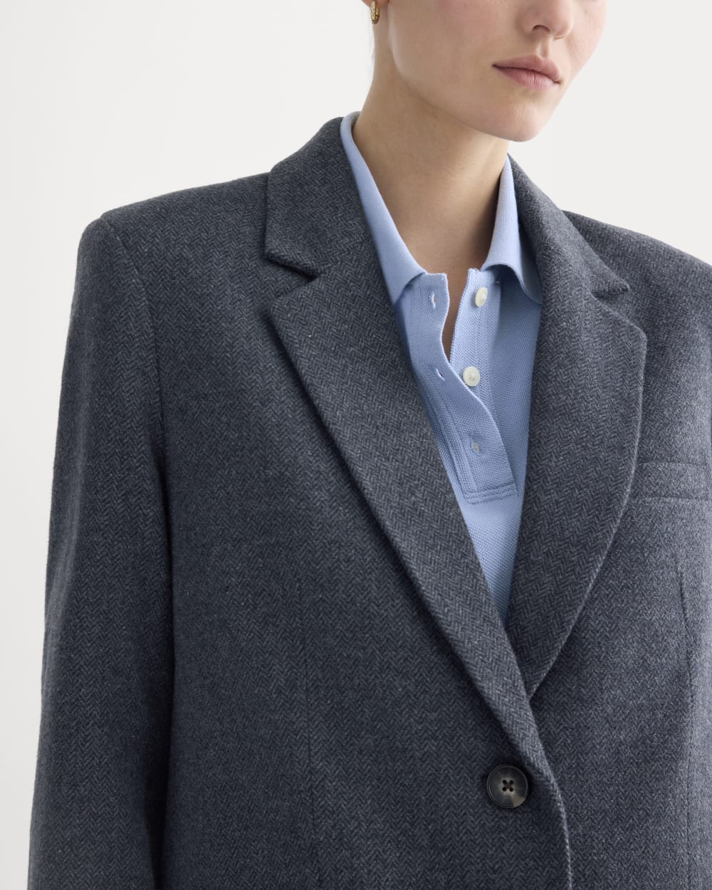 The Oversized Blazer in Wool | Navy Herringbone – Everlane