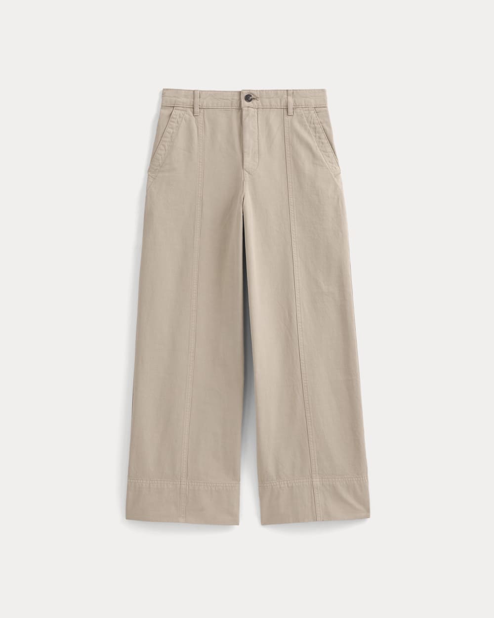 womens-seamed-wide-leg-pant-trench-coat-khaki | alt