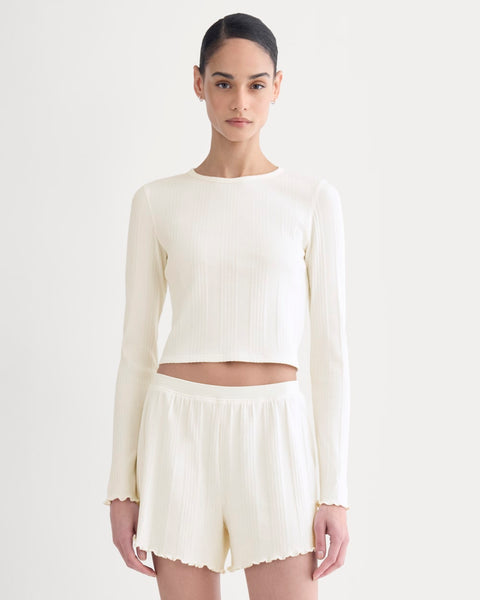 Lounge Rib Cropped Shirt | Bone – Everlane
