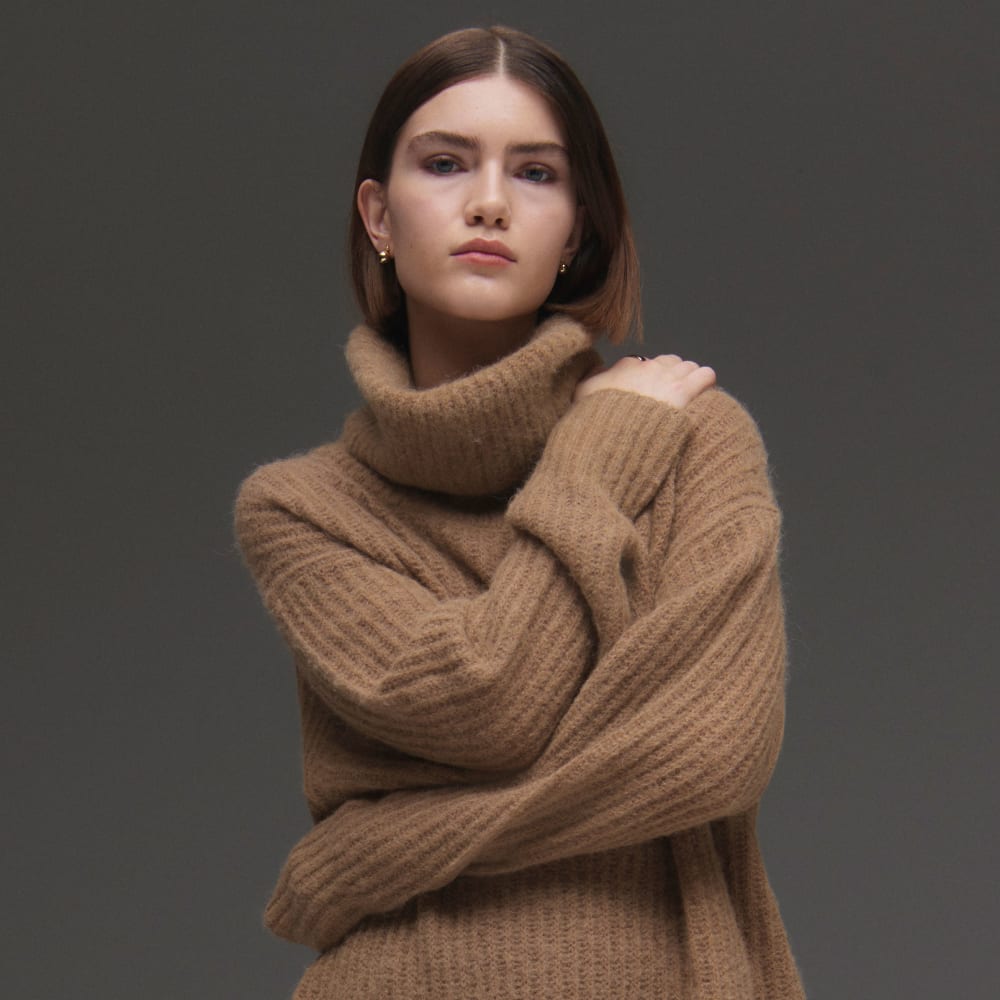 The Alpaca Oversized Turtleneck | Cappuccino – Everlane