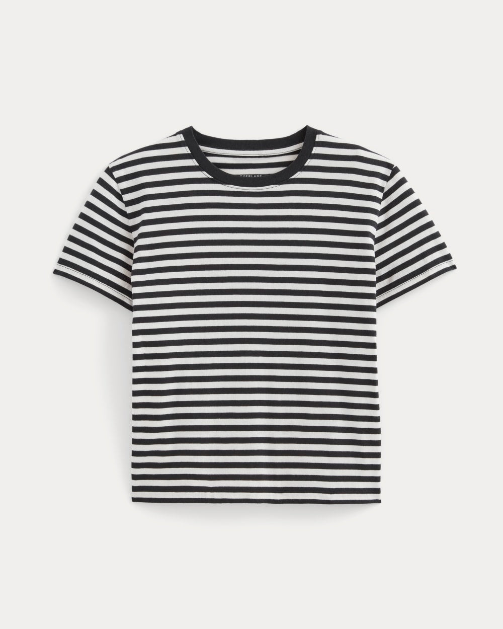 The Box-Cut Tee in Essential Cotton | Bone / Black | No Pocket