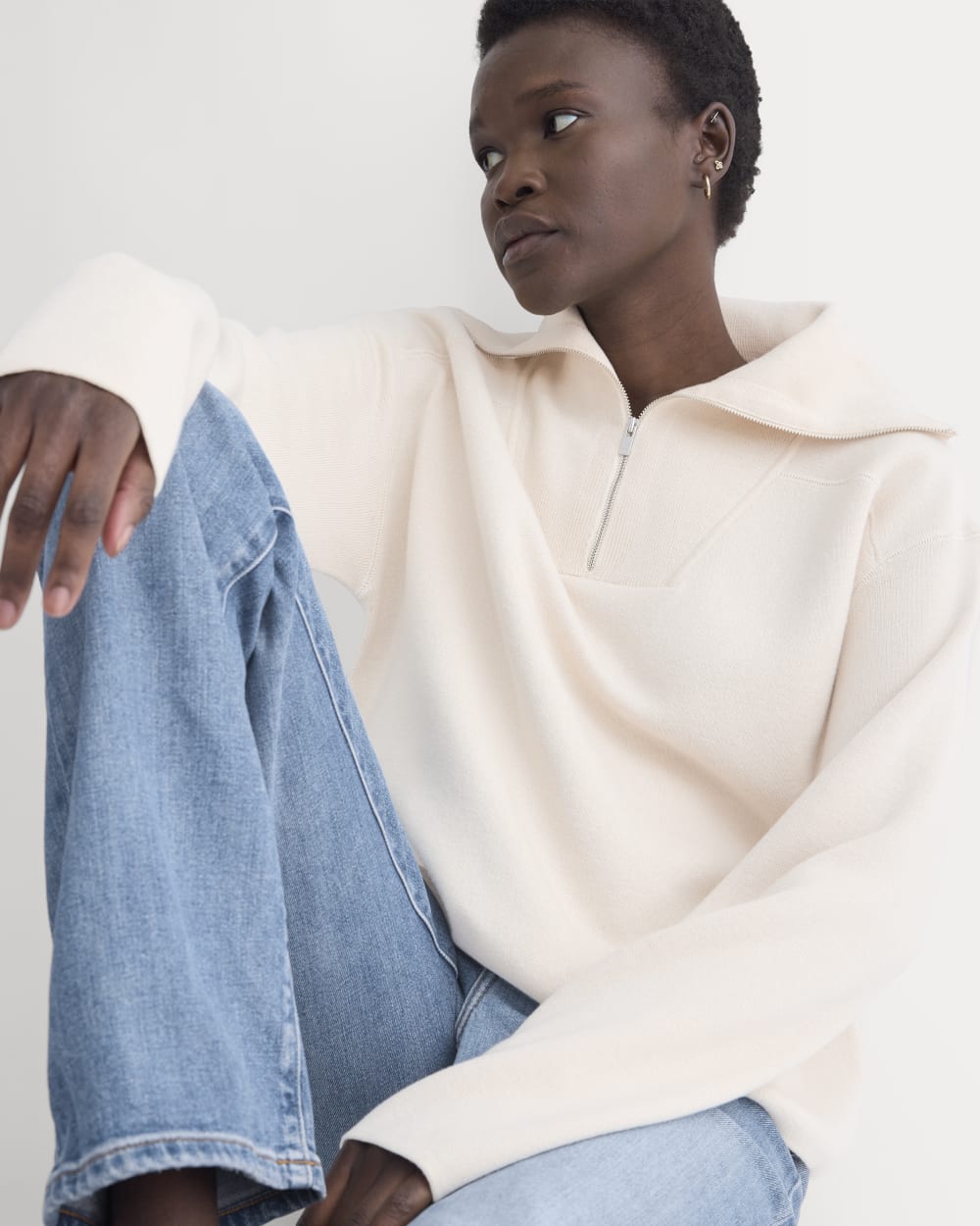 Double Knit Half-Zip in Cotton Merino
