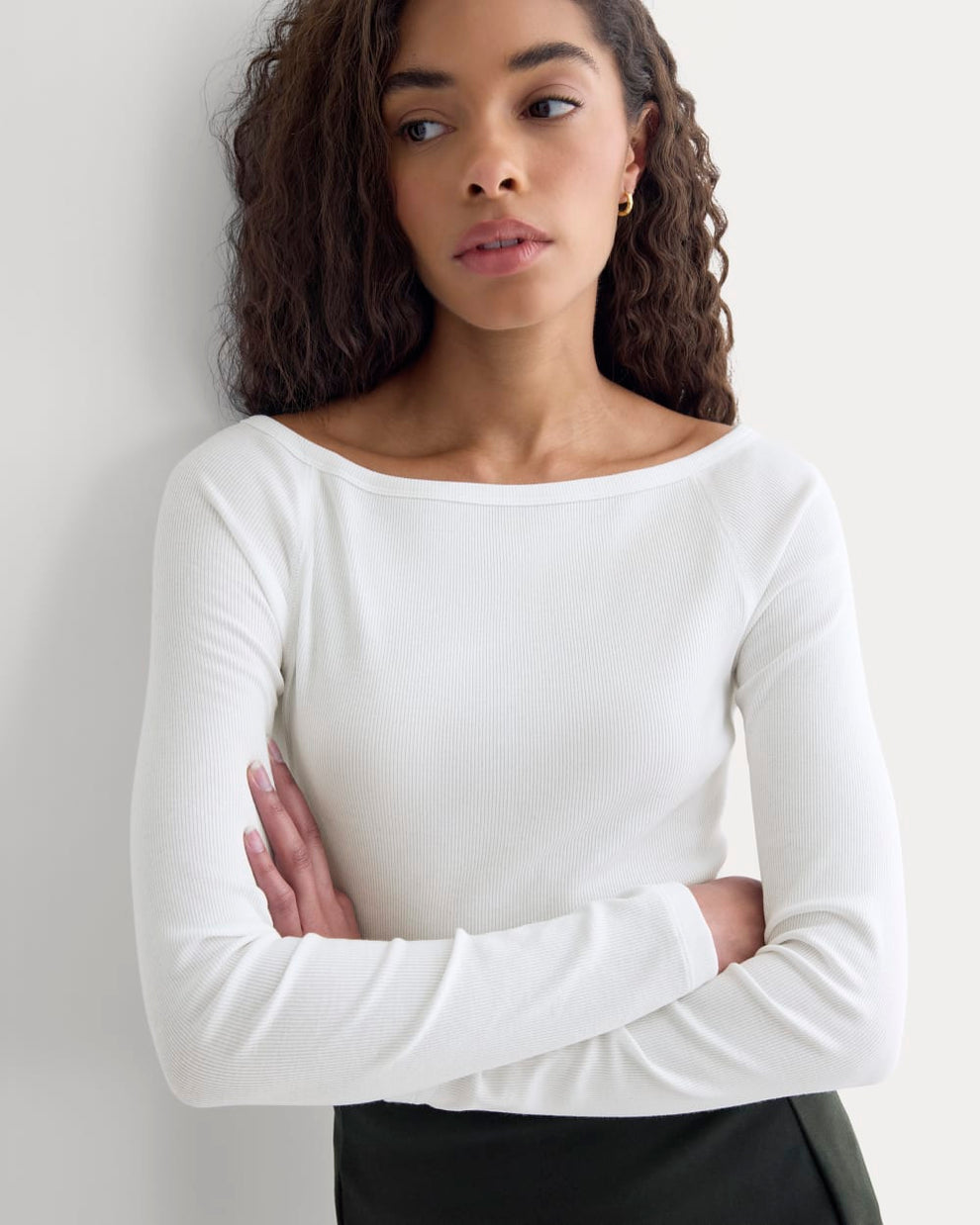 Luxe Rib Boatneck Top | White – Everlane