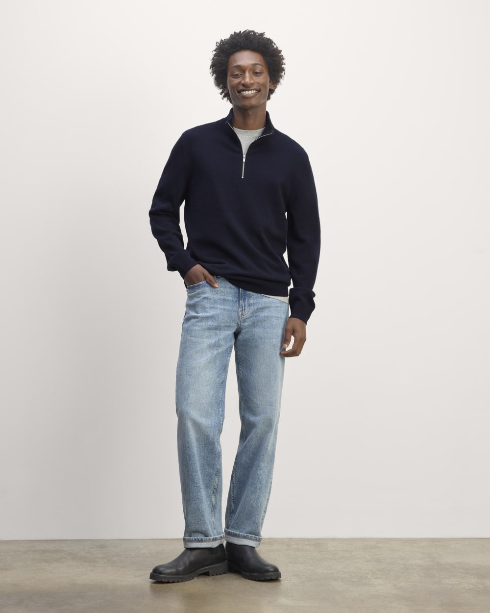 The Quarter-Zip in Cashmere | Navy – Everlane