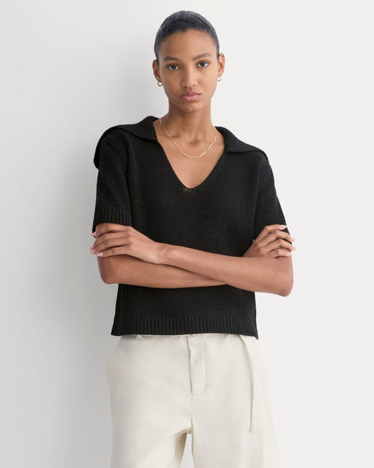 womens-open-collar-polo-black | primary