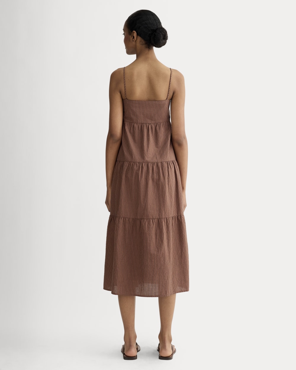 womens-gauze-tiered-dress-carob-brown-black-plaid