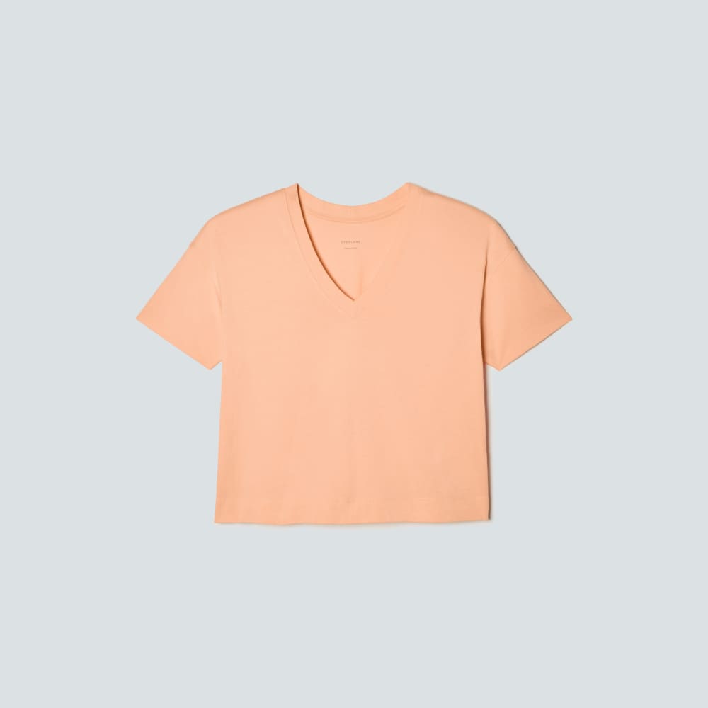 The Organic Cotton Slouchy V-Neck | Apricot - XXS