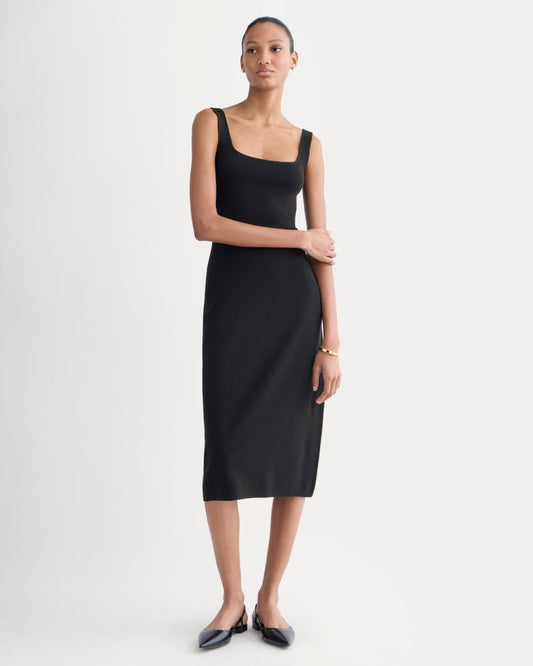 womens-knit-square-neck-midi-dress-black | primary