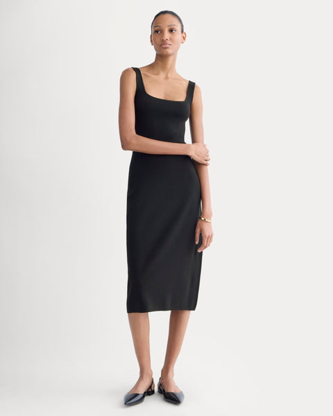 Knit Square-Neck Midi Dress | Black Everlane Knit Square-Neck Midi Dress | Black Everlane