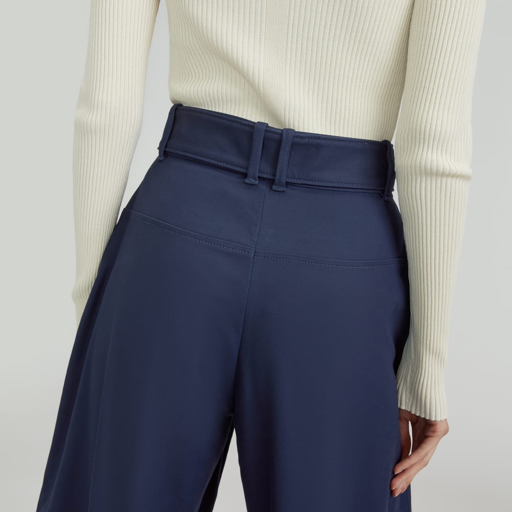 The Structured Cotton Belted Pant | Navy – Everlane