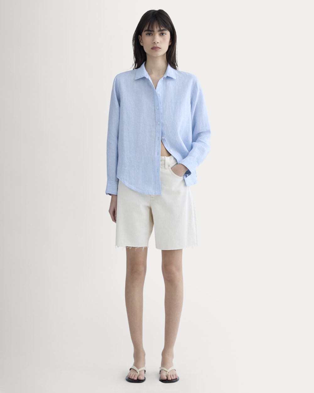 The Must-Have Shirt in Linen | Sky Blue / White