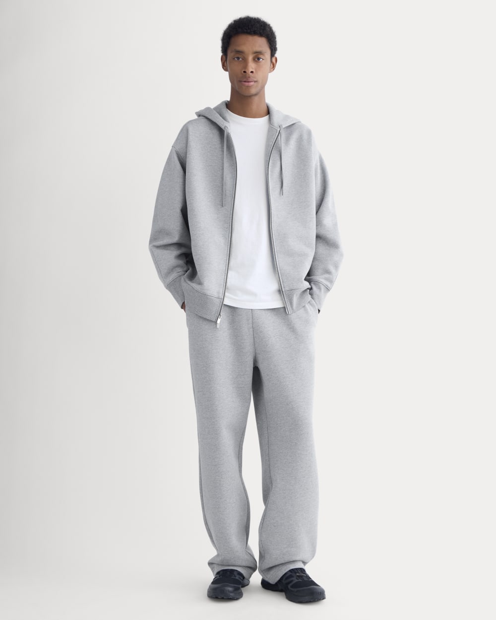 Luxe Fleece Full-Zip Hoodie | Vintage Heather Grey – Everlane