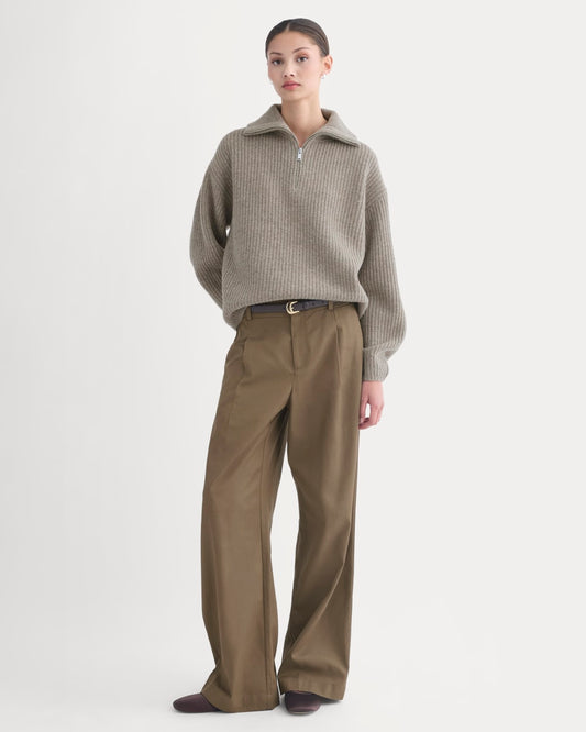 womens-half-zip-sweater-in-luxe-merino-heather-soft-taupe | primary