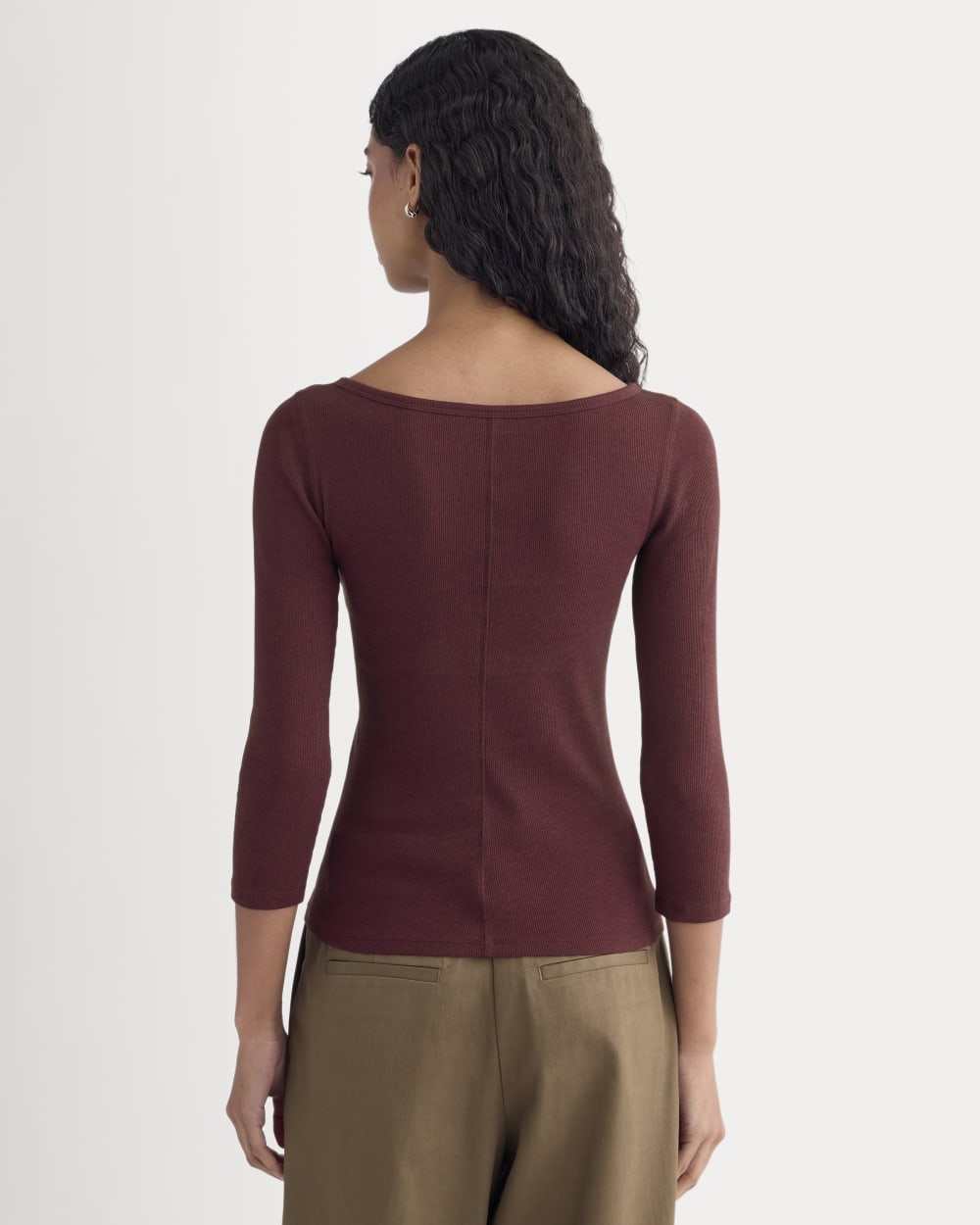 Luxe Rib 3/4 Sleeve Boatneck Tee | Heathered Port Royale – Everlane