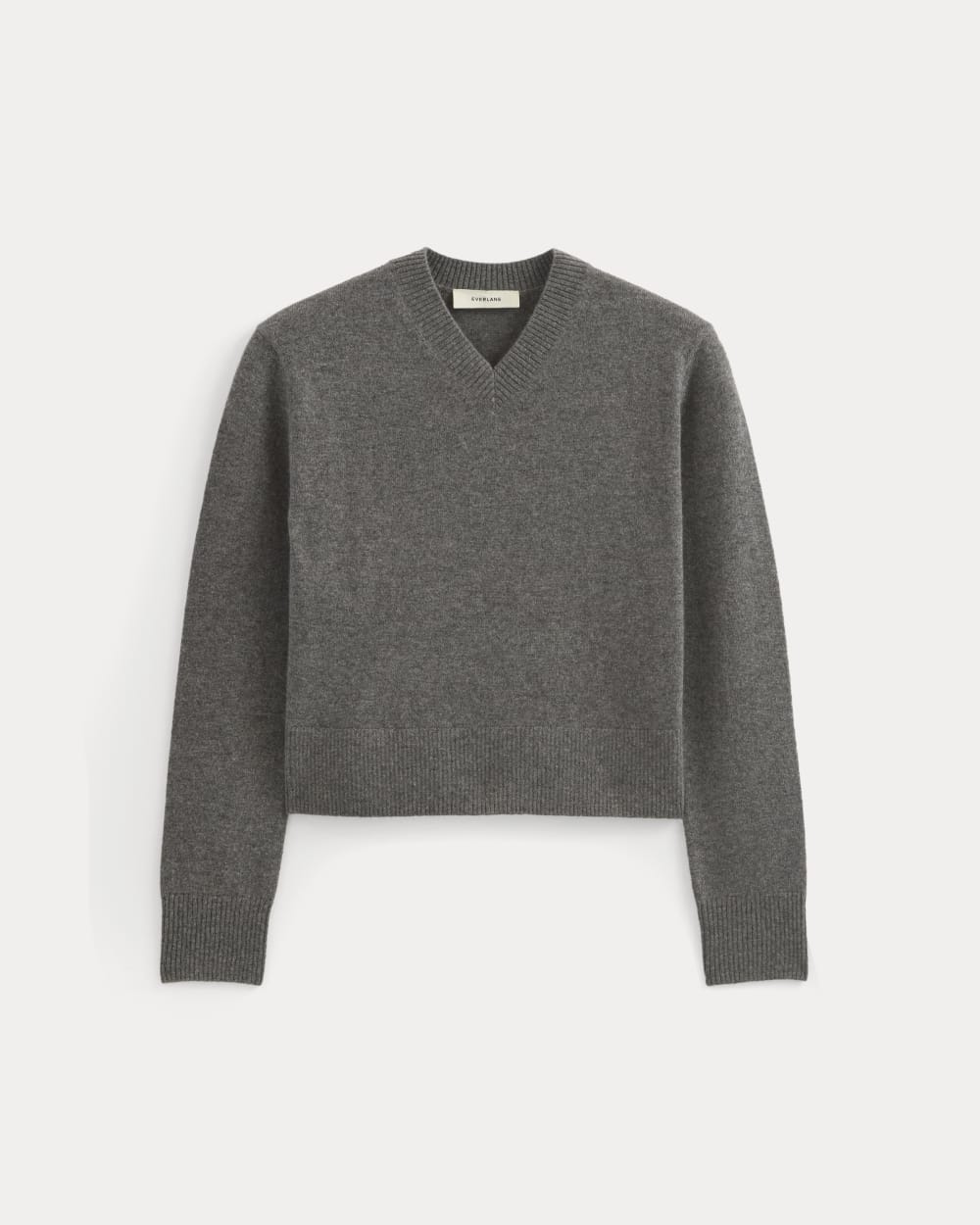 womens-cashmere-cropped-high-v-sweater-heather-charcoal | alt