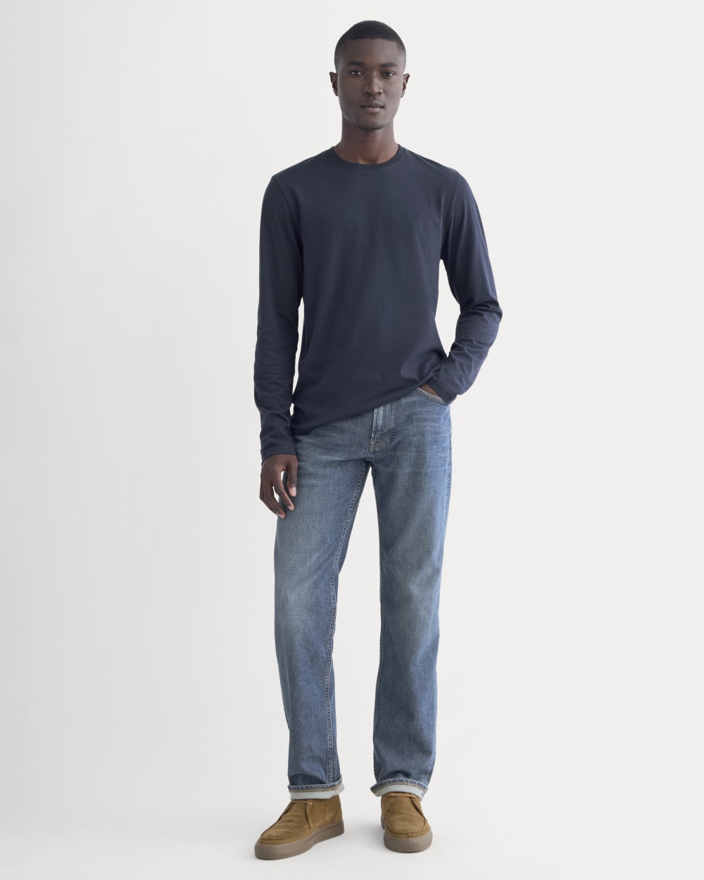 The Essential Organic Long-Sleeve Tee | Deep Navy – Everlane