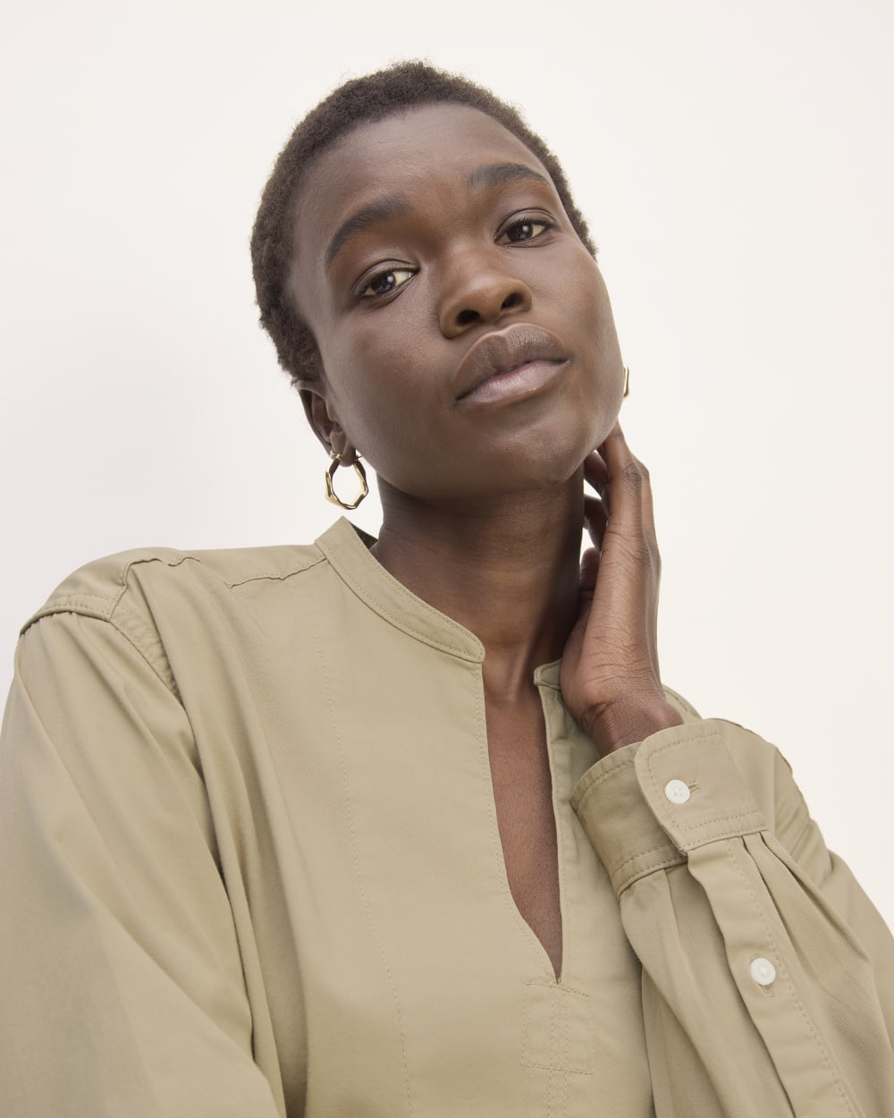 The Long-Sleeve Utility Mini Dress | Trench Coat Khaki Everlane The Long-Sleeve Utility Mini Dress | Trench Coat Khaki Everlane