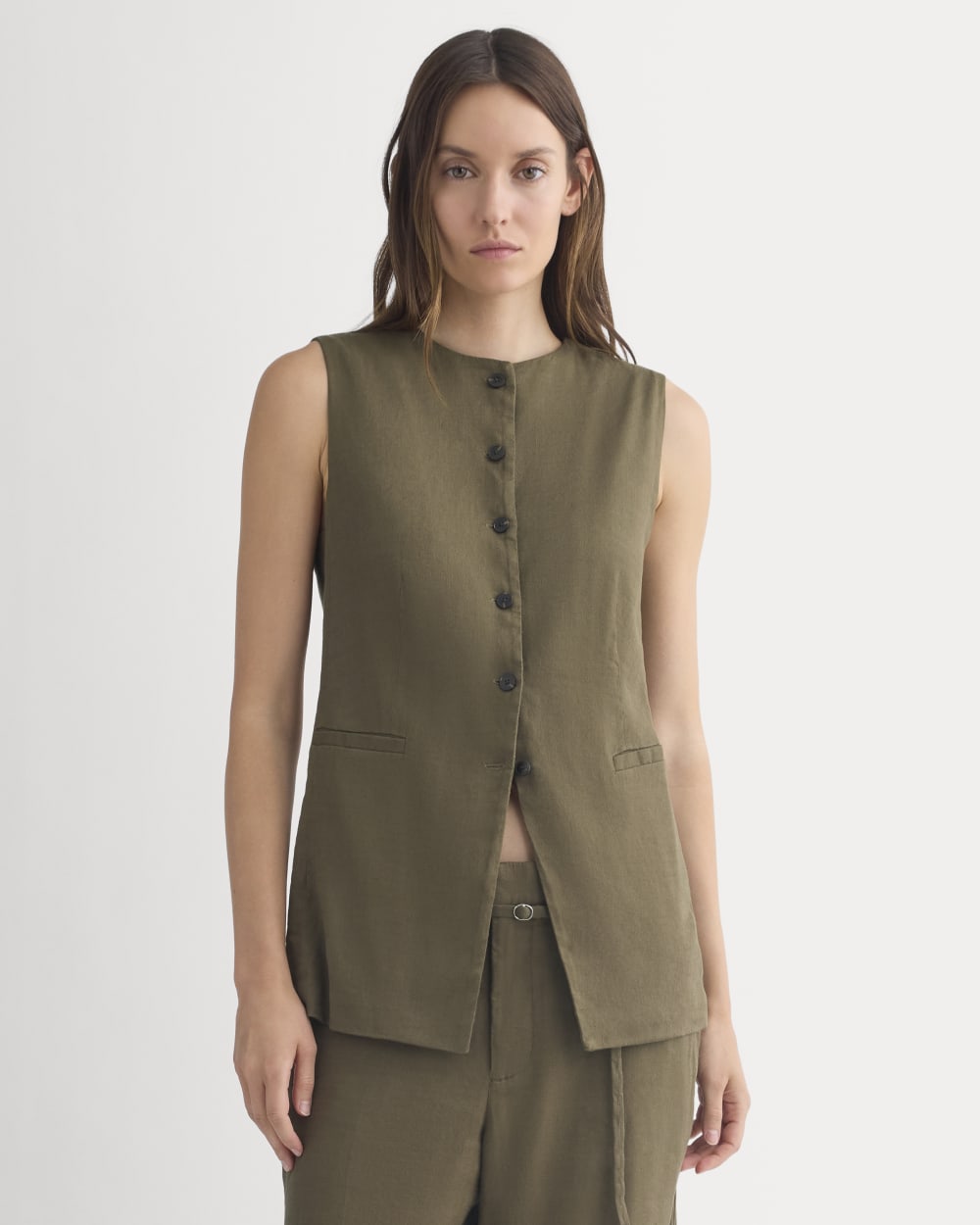 Long Vest in Stretch Linen
