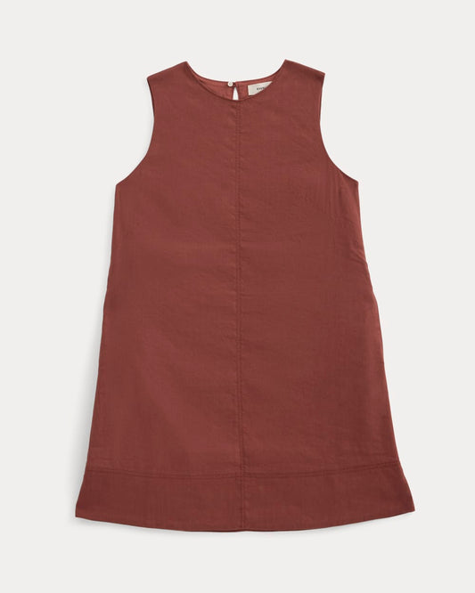 womens-shift-dress-in-stretch-linen-henna-red | primary