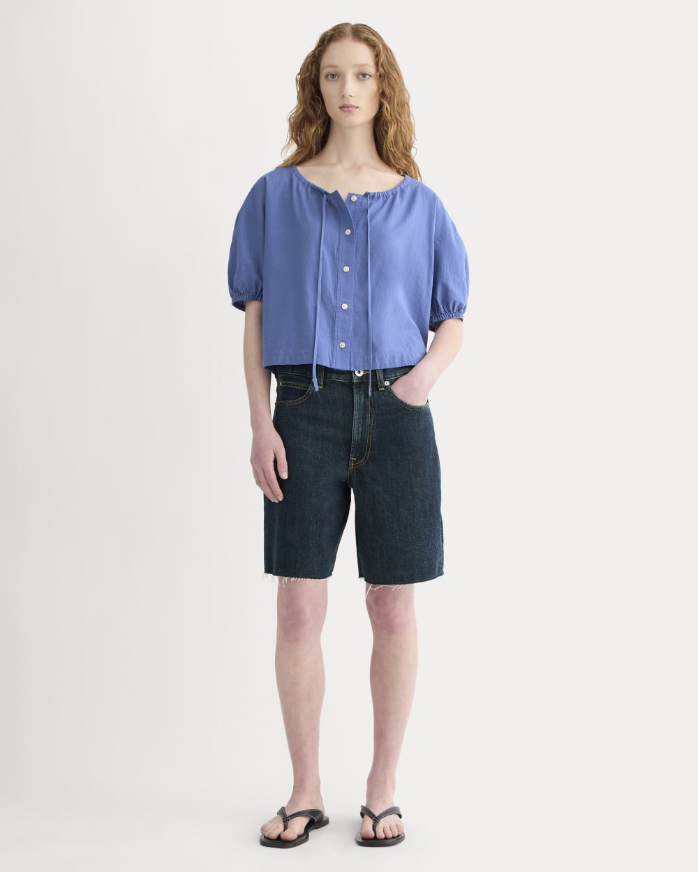 womens-gauze-button-up-soft-cobalt