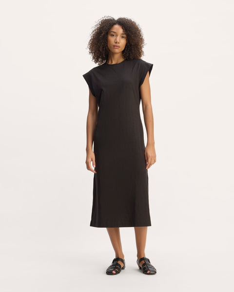 everlane the luxe cotton side-slit tee dress EVERLANE olive green The Luxe Cotton Side-Slit Tee dress S