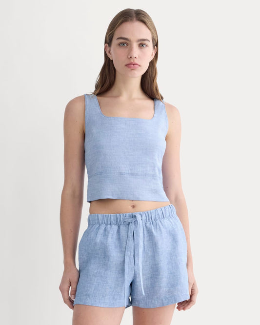 womens-square-tank-in-stretch-linen-chambray | primary